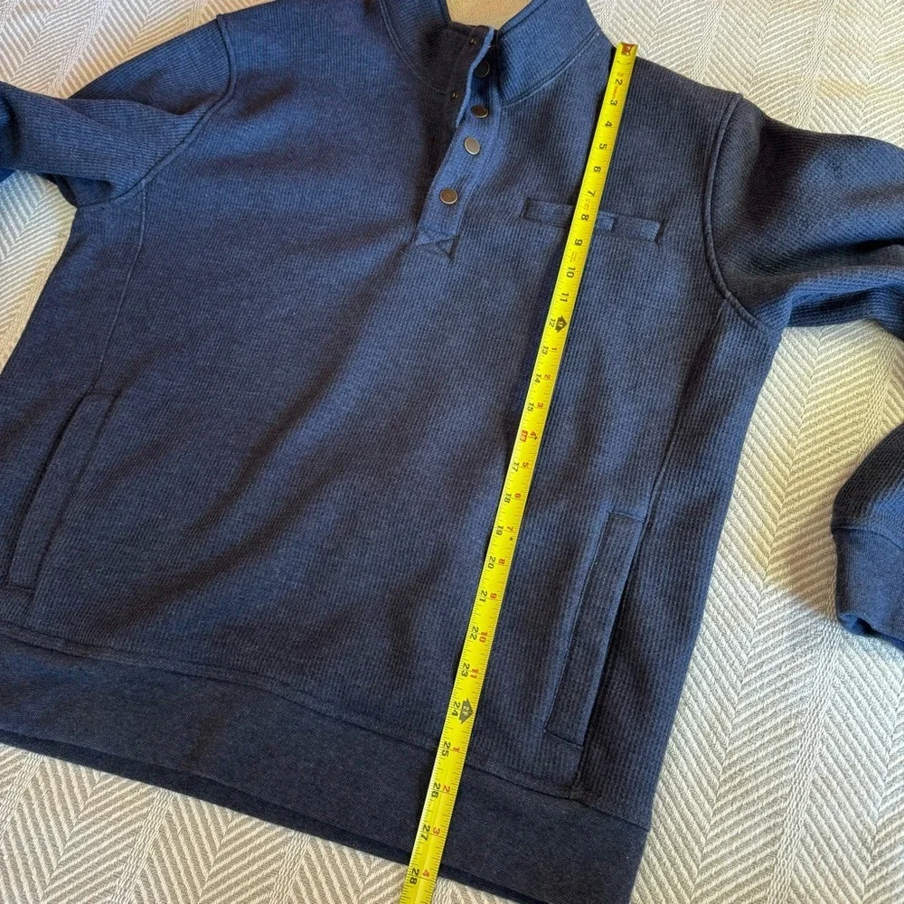 L.L. Bean Katahdin Iron Works Bonded Waffle Fleece,‎ Snap Mock, Blue, Size L